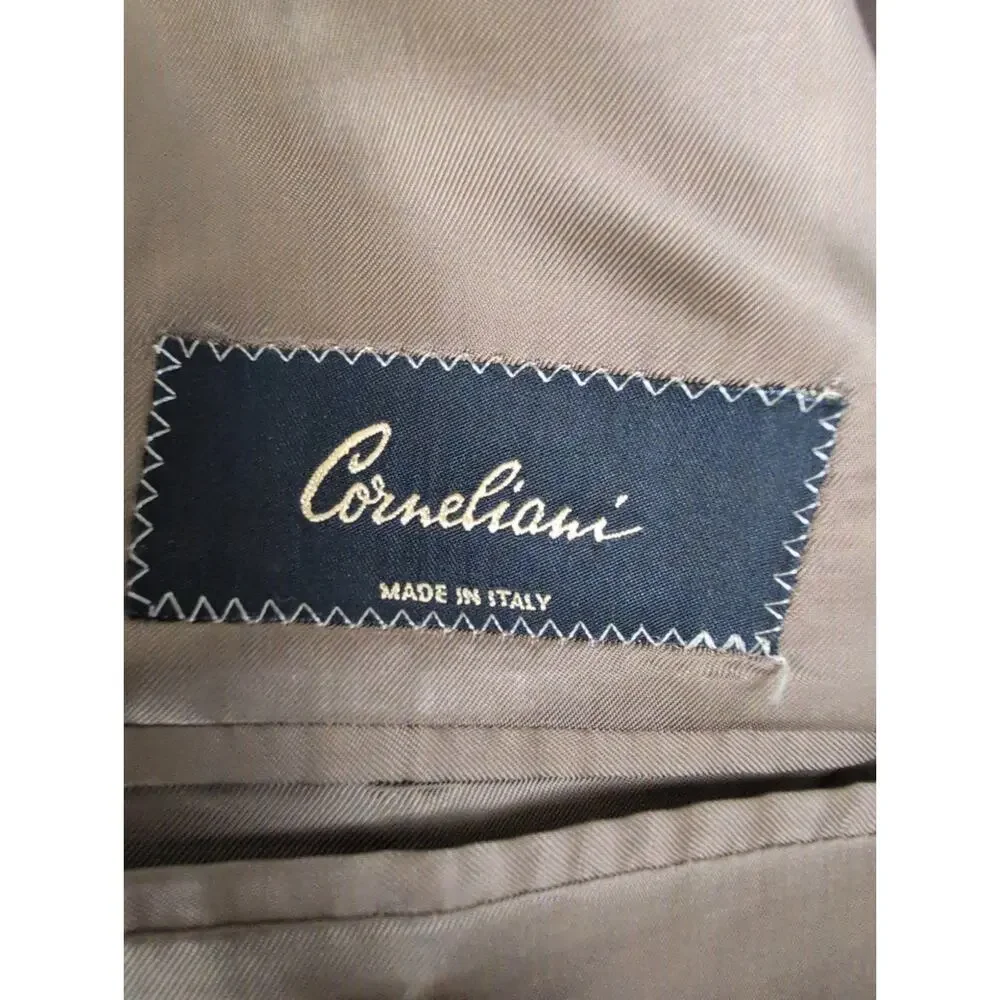 Corneliani tan check wool blazer jacket size IT 56R/US 46R Preppy Retro Classic